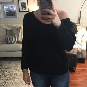 Ann Taylor black knit off the shoulder